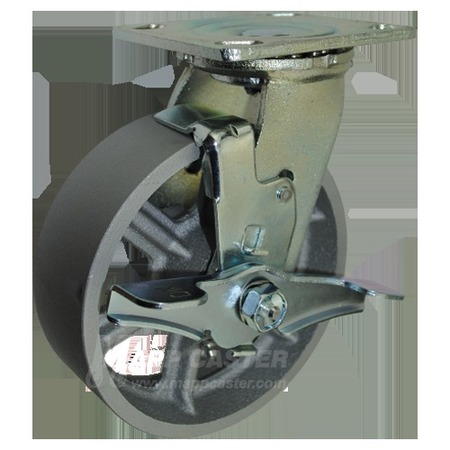 MAPP CASTER 6"X2" Cast Iron Wheel Swivel Caster W/ Top Lock Brake - 1,250 Lbs Cap 146CIRB620SB